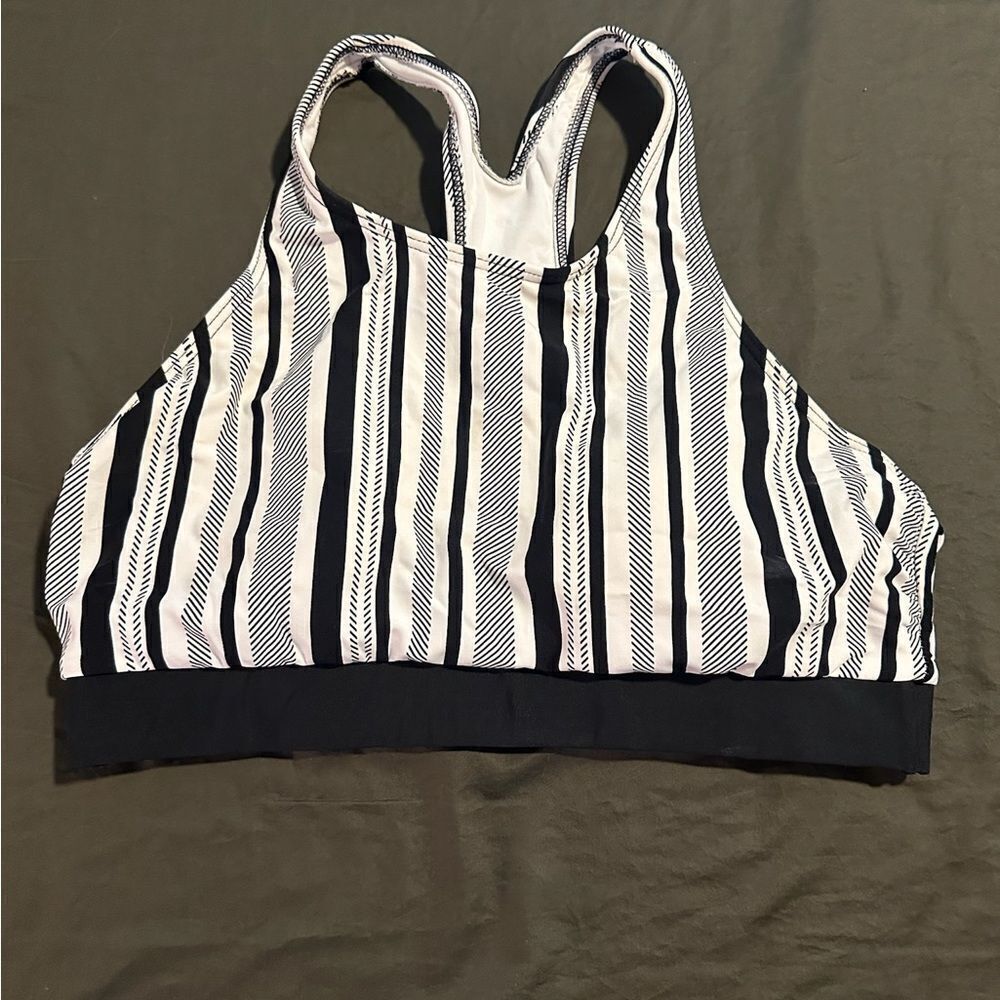 Striped Black and White Sports Bra